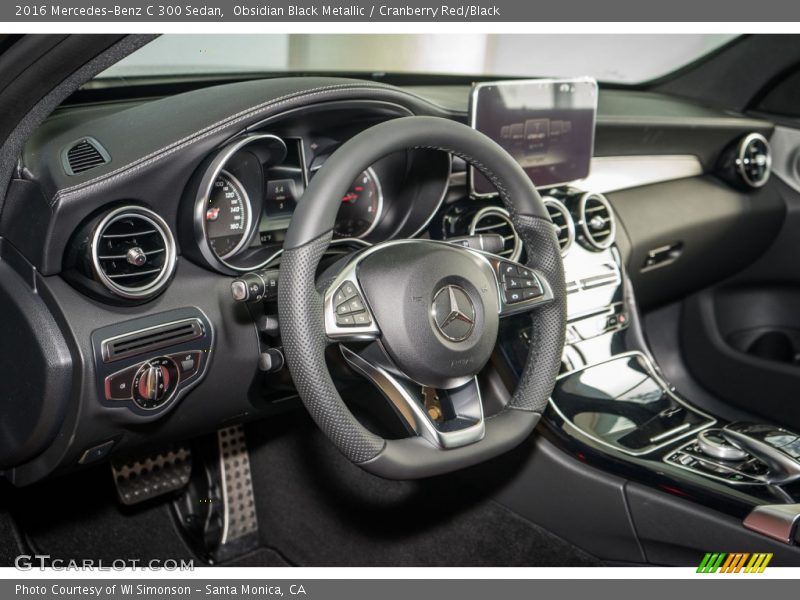Obsidian Black Metallic / Cranberry Red/Black 2016 Mercedes-Benz C 300 Sedan