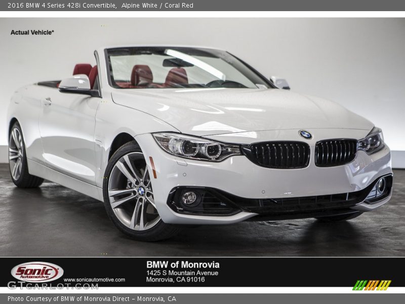 Alpine White / Coral Red 2016 BMW 4 Series 428i Convertible