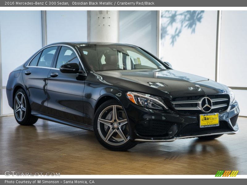 Obsidian Black Metallic / Cranberry Red/Black 2016 Mercedes-Benz C 300 Sedan