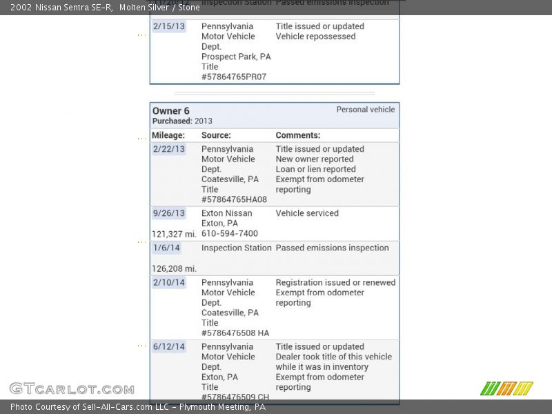 Molten Silver / Stone 2002 Nissan Sentra SE-R