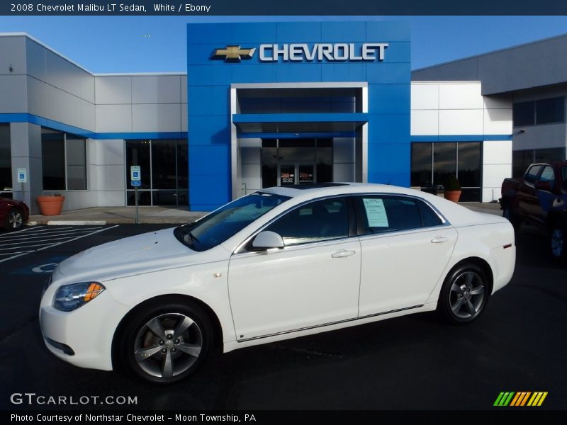 White / Ebony 2008 Chevrolet Malibu LT Sedan