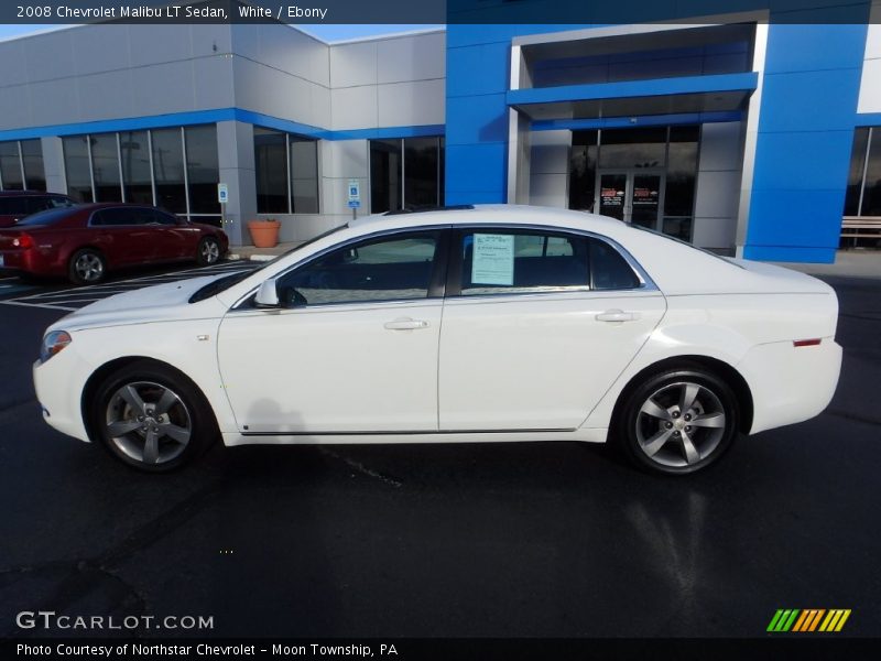 White / Ebony 2008 Chevrolet Malibu LT Sedan