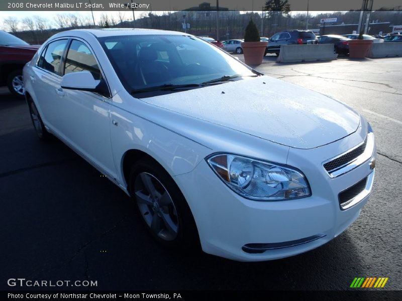 White / Ebony 2008 Chevrolet Malibu LT Sedan