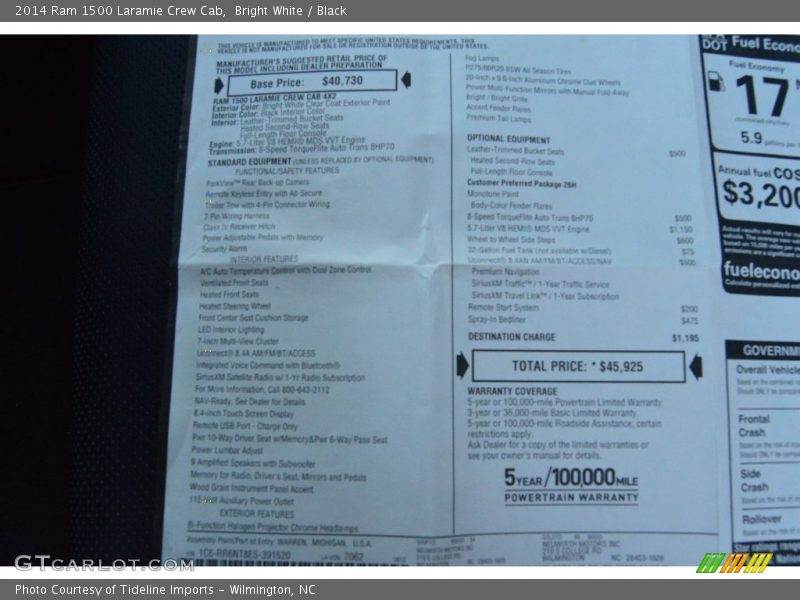 Bright White / Black 2014 Ram 1500 Laramie Crew Cab