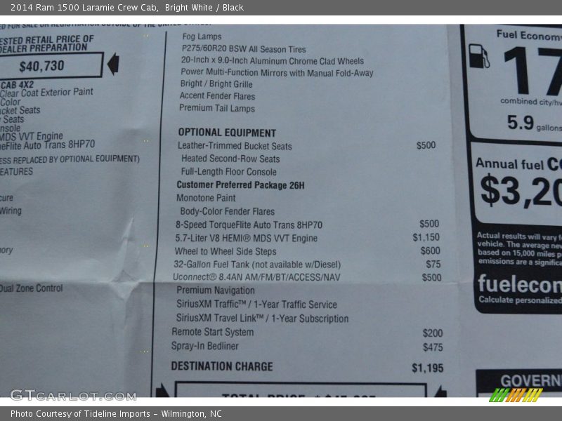 Bright White / Black 2014 Ram 1500 Laramie Crew Cab