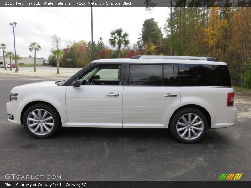 White Platinum Tri-Coat Metallic / Charcoal Black 2015 Ford Flex SEL