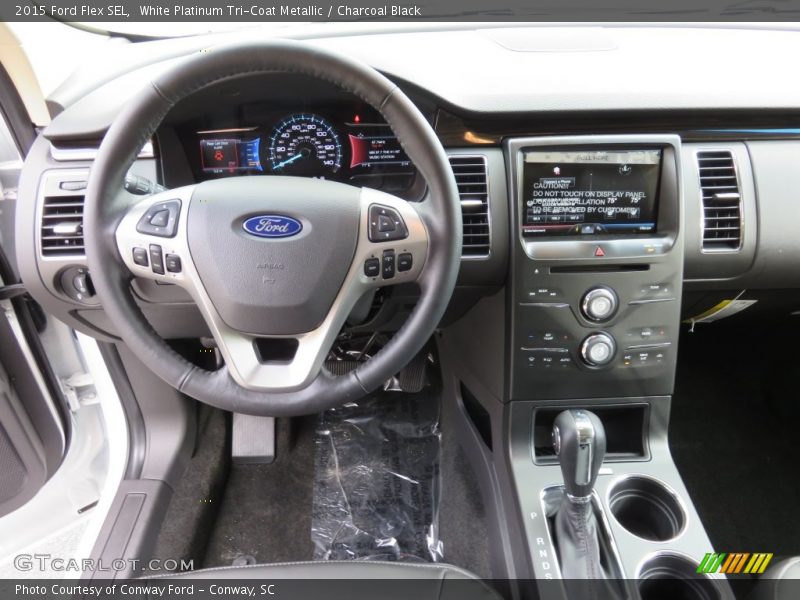 White Platinum Tri-Coat Metallic / Charcoal Black 2015 Ford Flex SEL