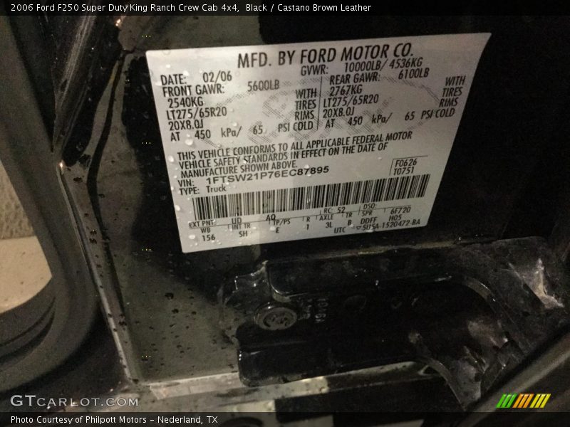 Black / Castano Brown Leather 2006 Ford F250 Super Duty King Ranch Crew Cab 4x4