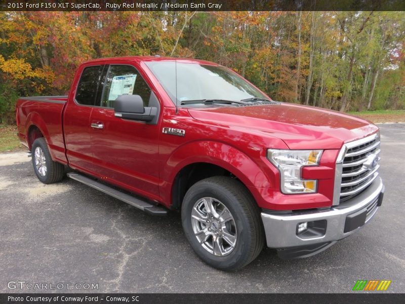 Ruby Red Metallic / Medium Earth Gray 2015 Ford F150 XLT SuperCab