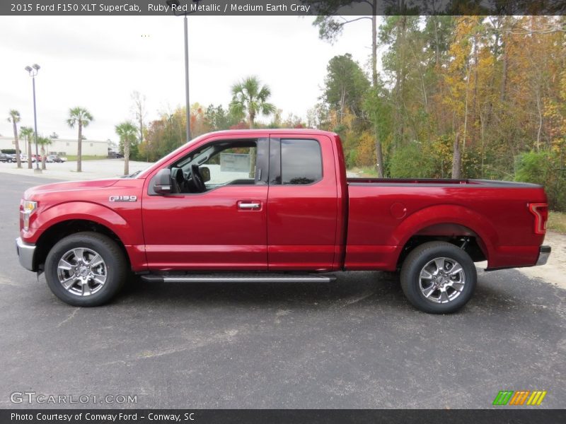 Ruby Red Metallic / Medium Earth Gray 2015 Ford F150 XLT SuperCab