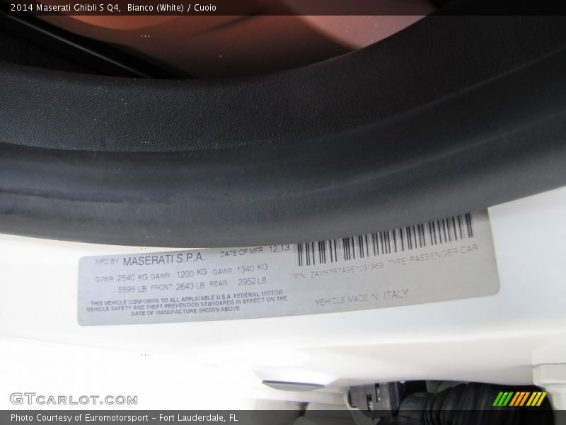 Bianco (White) / Cuoio 2014 Maserati Ghibli S Q4