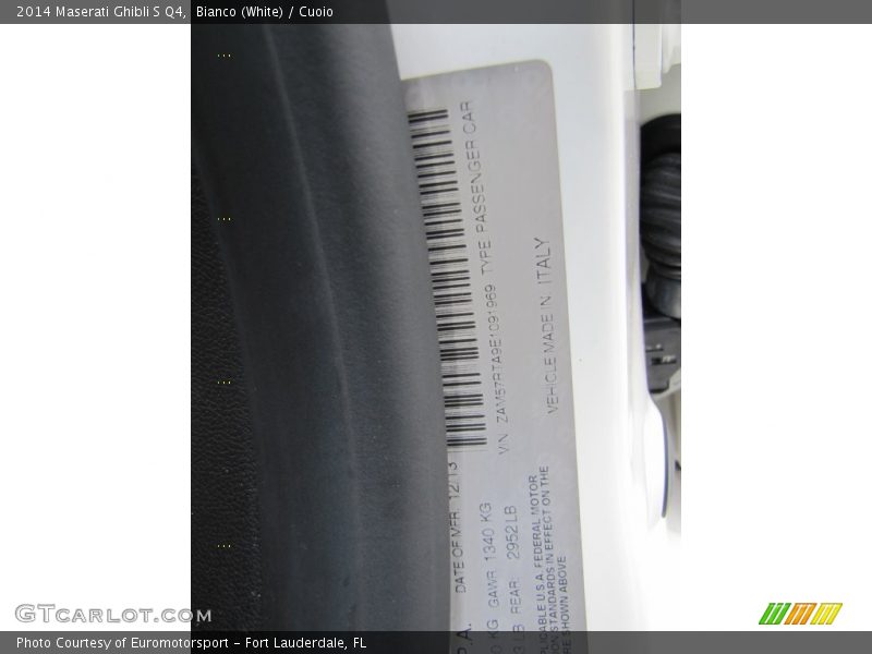 Bianco (White) / Cuoio 2014 Maserati Ghibli S Q4