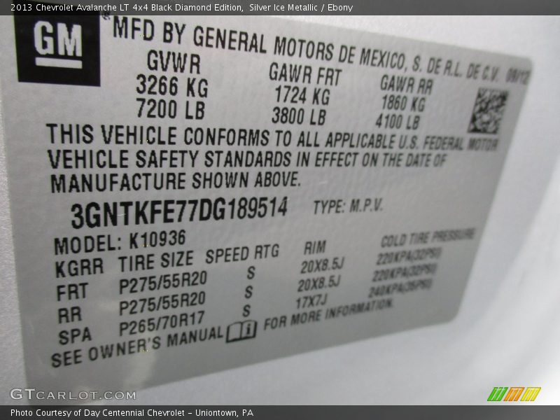 Silver Ice Metallic / Ebony 2013 Chevrolet Avalanche LT 4x4 Black Diamond Edition