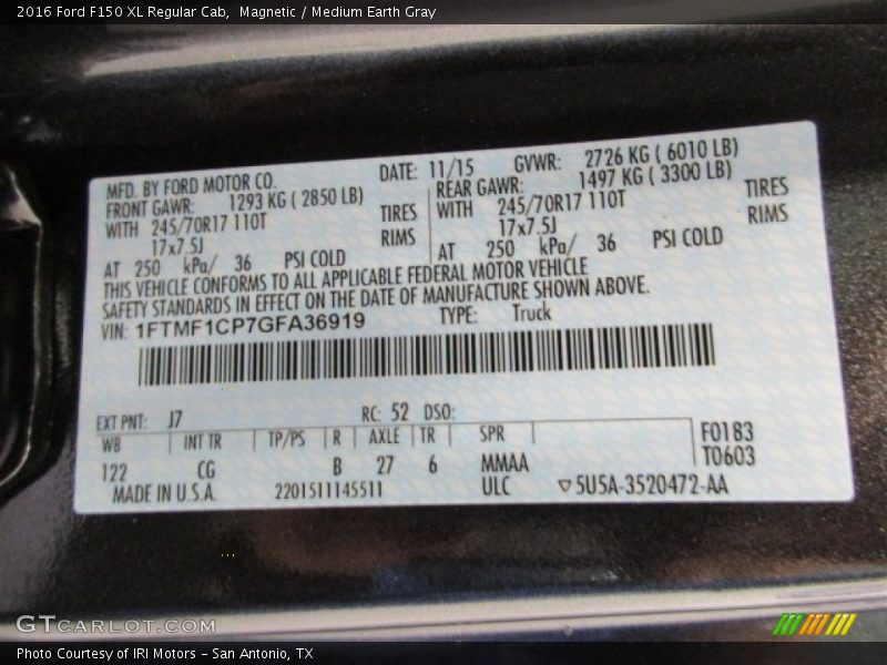 Magnetic / Medium Earth Gray 2016 Ford F150 XL Regular Cab