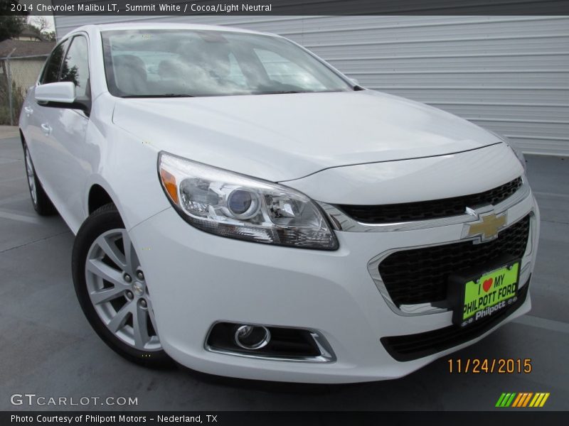 Summit White / Cocoa/Light Neutral 2014 Chevrolet Malibu LT