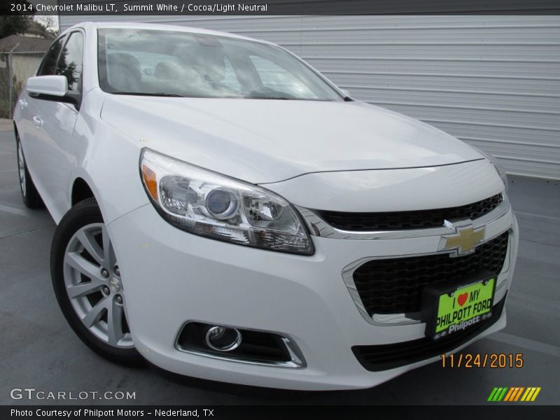 Summit White / Cocoa/Light Neutral 2014 Chevrolet Malibu LT