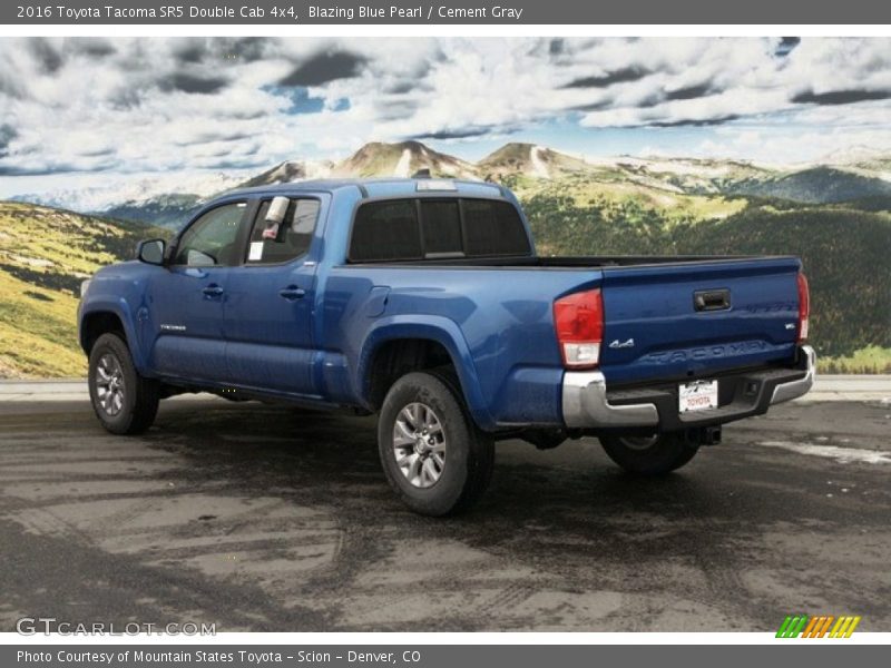 Blazing Blue Pearl / Cement Gray 2016 Toyota Tacoma SR5 Double Cab 4x4