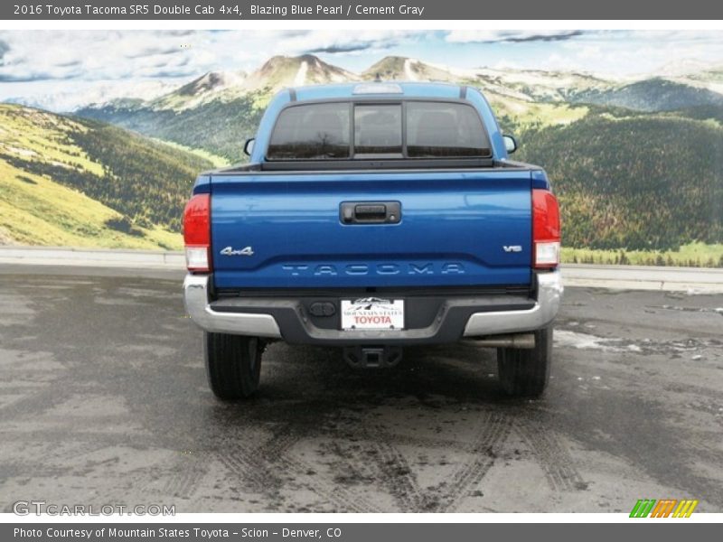 Blazing Blue Pearl / Cement Gray 2016 Toyota Tacoma SR5 Double Cab 4x4