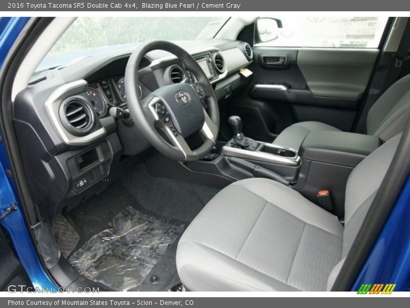 Blazing Blue Pearl / Cement Gray 2016 Toyota Tacoma SR5 Double Cab 4x4