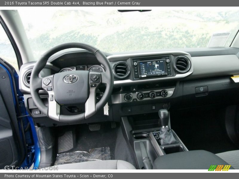 Blazing Blue Pearl / Cement Gray 2016 Toyota Tacoma SR5 Double Cab 4x4