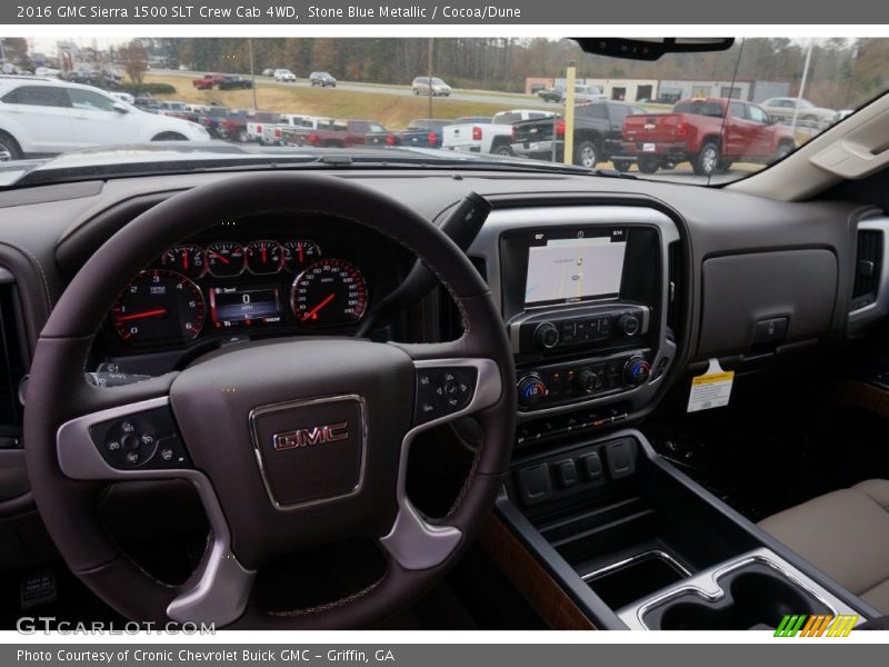 Stone Blue Metallic / Cocoa/Dune 2016 GMC Sierra 1500 SLT Crew Cab 4WD