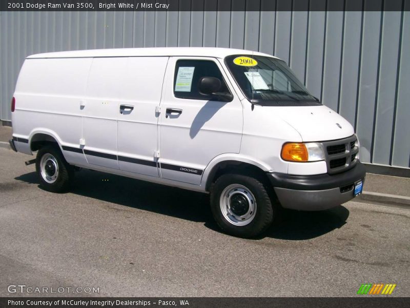 Bright White / Mist Gray 2001 Dodge Ram Van 3500