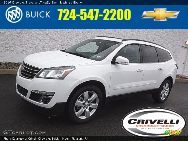 Summit White / Ebony 2016 Chevrolet Traverse LT AWD