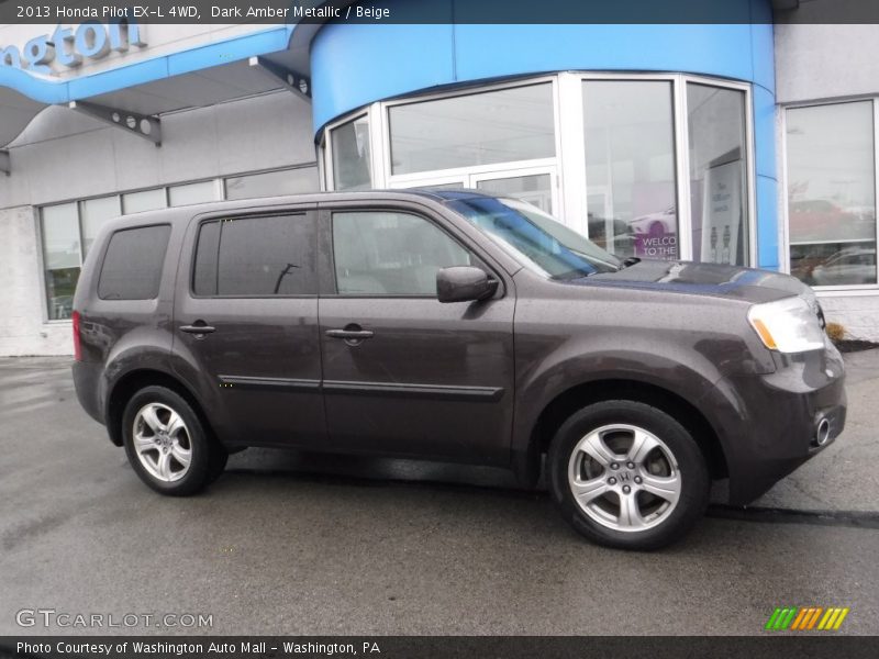 Dark Amber Metallic / Beige 2013 Honda Pilot EX-L 4WD