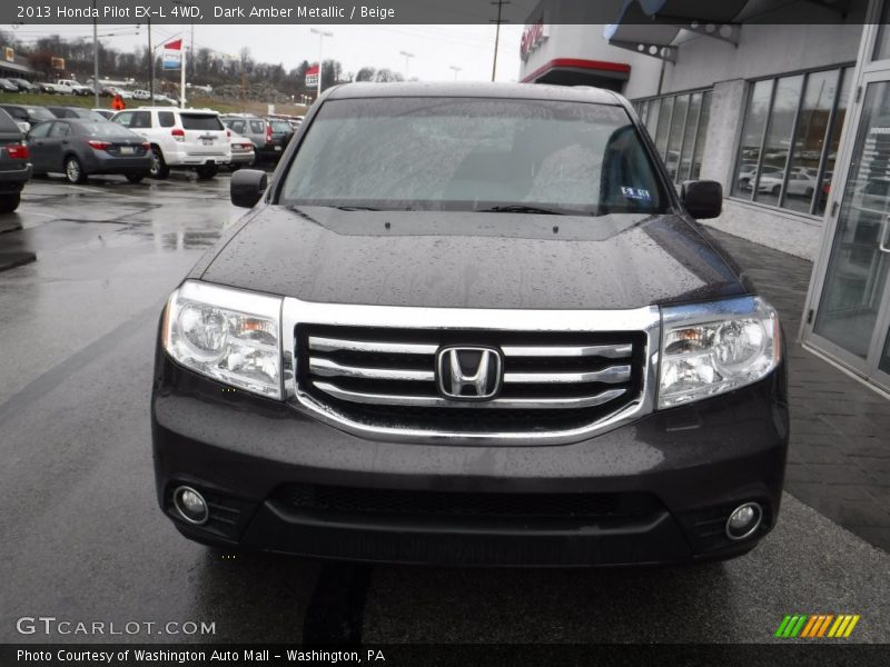 Dark Amber Metallic / Beige 2013 Honda Pilot EX-L 4WD