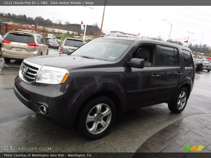 Dark Amber Metallic / Beige 2013 Honda Pilot EX-L 4WD