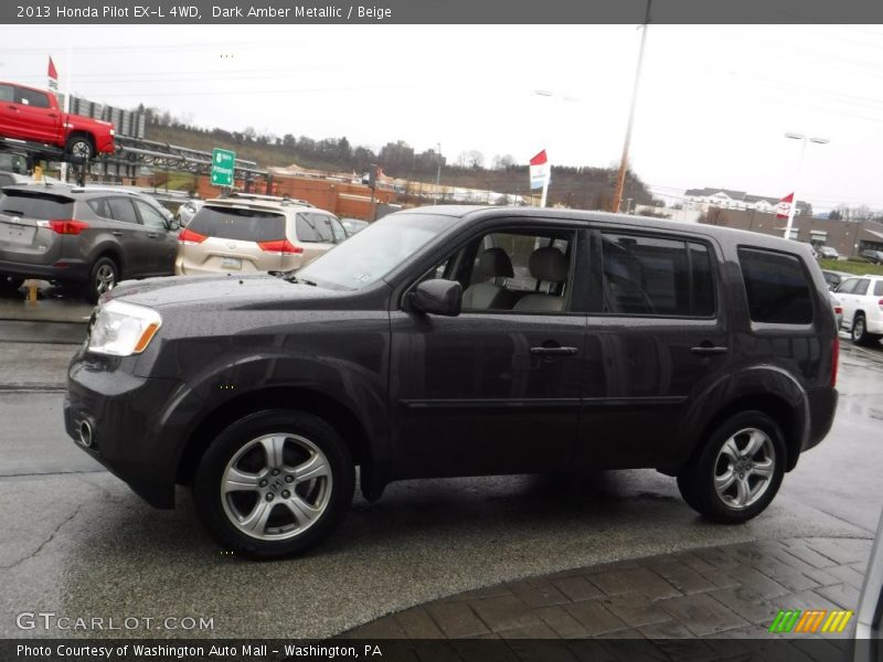 Dark Amber Metallic / Beige 2013 Honda Pilot EX-L 4WD