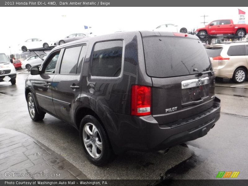 Dark Amber Metallic / Beige 2013 Honda Pilot EX-L 4WD