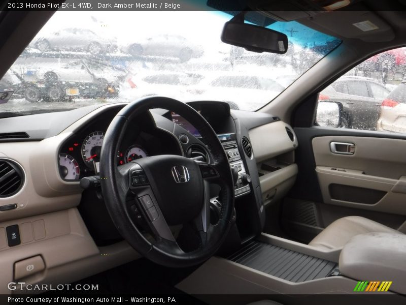 Dark Amber Metallic / Beige 2013 Honda Pilot EX-L 4WD