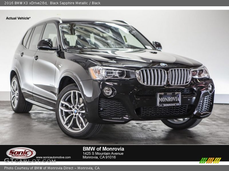 Black Sapphire Metallic / Black 2016 BMW X3 xDrive28d