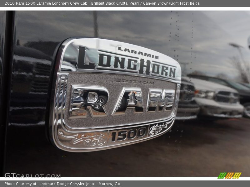 Brilliant Black Crystal Pearl / Canyon Brown/Light Frost Beige 2016 Ram 1500 Laramie Longhorn Crew Cab