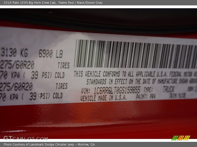 Flame Red / Black/Diesel Gray 2016 Ram 1500 Big Horn Crew Cab