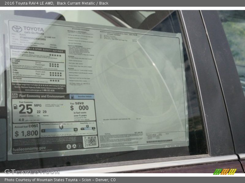 Black Currant Metallic / Black 2016 Toyota RAV4 LE AWD