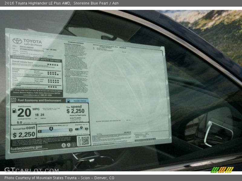 Shoreline Blue Pearl / Ash 2016 Toyota Highlander LE Plus AWD