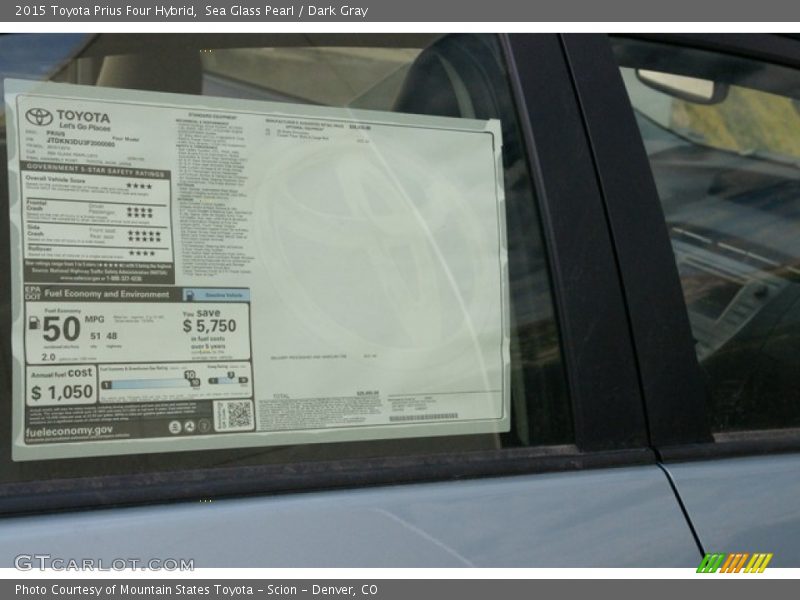 Sea Glass Pearl / Dark Gray 2015 Toyota Prius Four Hybrid
