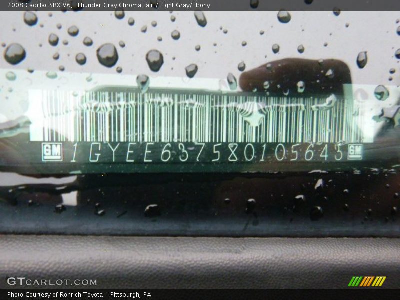 Thunder Gray ChromaFlair / Light Gray/Ebony 2008 Cadillac SRX V6