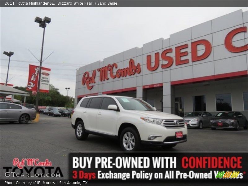 Blizzard White Pearl / Sand Beige 2011 Toyota Highlander SE