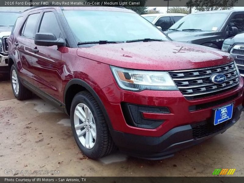 Ruby Red Metallic Tri-Coat / Medium Light Camel 2016 Ford Explorer FWD