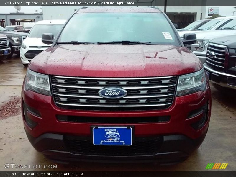 Ruby Red Metallic Tri-Coat / Medium Light Camel 2016 Ford Explorer FWD