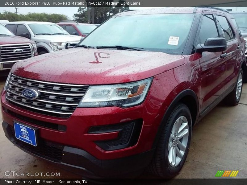 Ruby Red Metallic Tri-Coat / Medium Light Camel 2016 Ford Explorer FWD