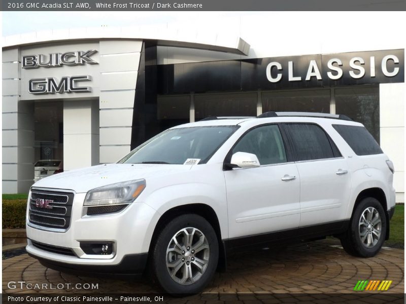 White Frost Tricoat / Dark Cashmere 2016 GMC Acadia SLT AWD