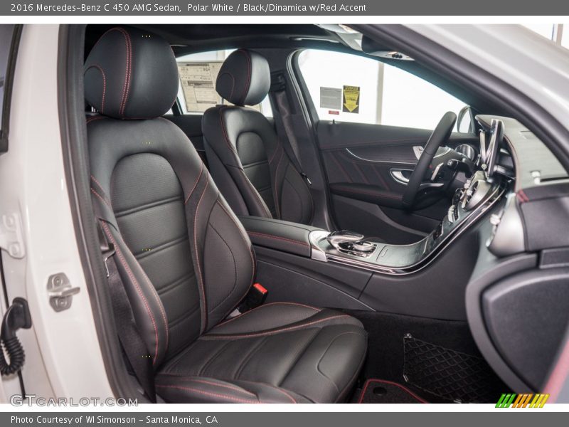 Polar White / Black/Dinamica w/Red Accent 2016 Mercedes-Benz C 450 AMG Sedan