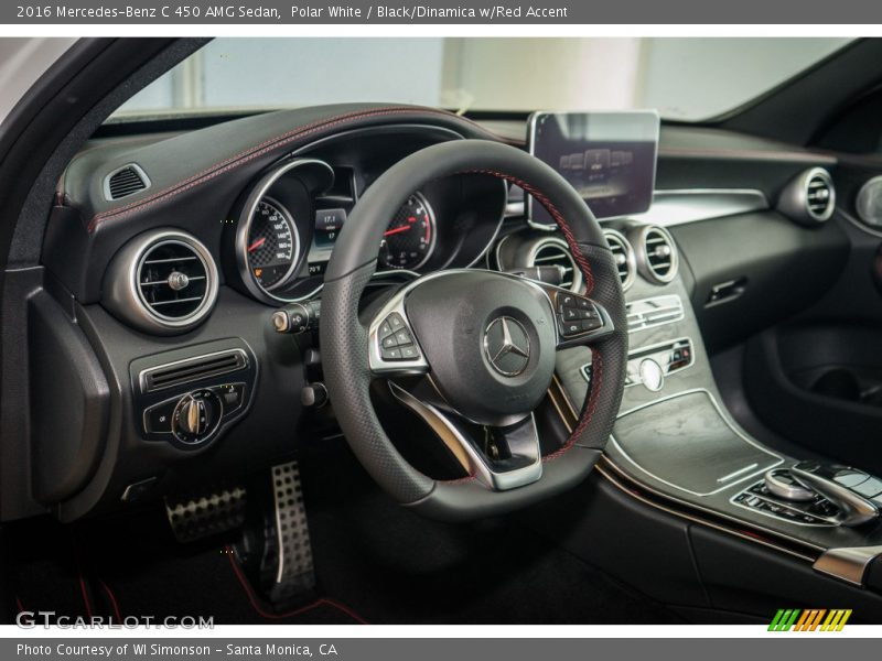 Polar White / Black/Dinamica w/Red Accent 2016 Mercedes-Benz C 450 AMG Sedan