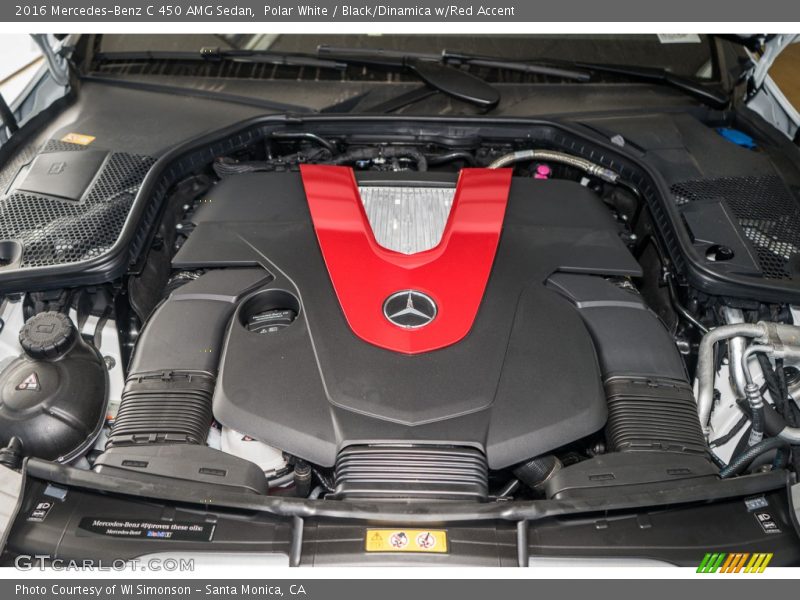 Polar White / Black/Dinamica w/Red Accent 2016 Mercedes-Benz C 450 AMG Sedan