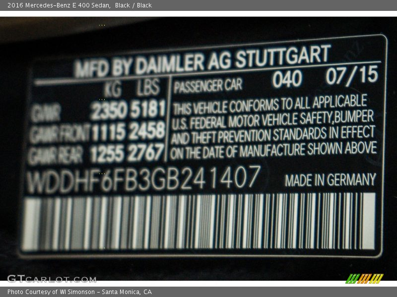 Black / Black 2016 Mercedes-Benz E 400 Sedan