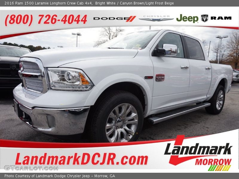Bright White / Canyon Brown/Light Frost Beige 2016 Ram 1500 Laramie Longhorn Crew Cab 4x4